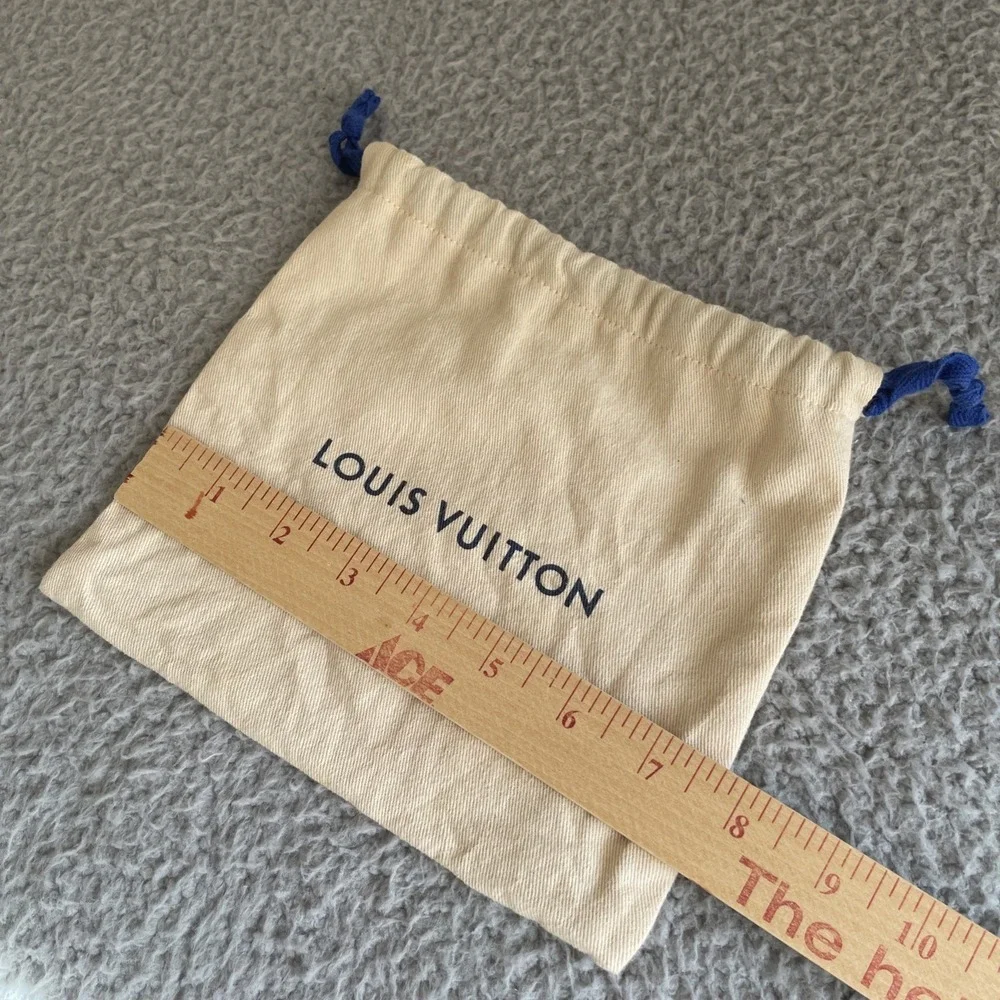 Louis Vuitton Dust Bag Cream Cotton Blue Drawstring Logo H7''x W8'' *Read Stains